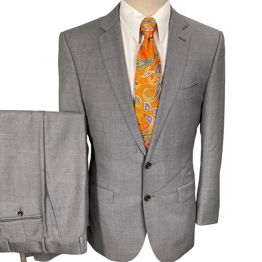Jos A Bank 1905 Suit Mens 40R 33W Light Gray 2-Button Bespoke Corporate Groom